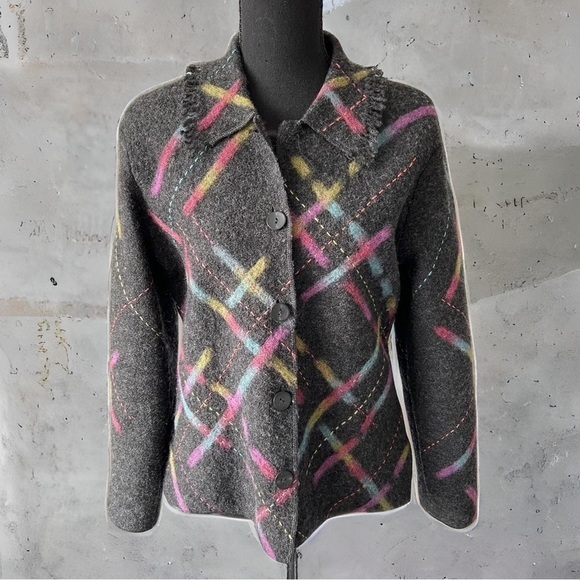 Talbots Abstract Printed Pure  Wool Felted Jacket - Picture 1 of 15